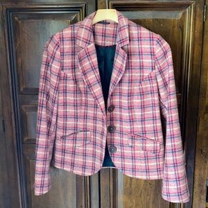 Boden Tweed Blazer pink plaid size 14UK 10US